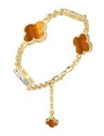 Браслет из лимонного золота c тигровым глазом и перламутром