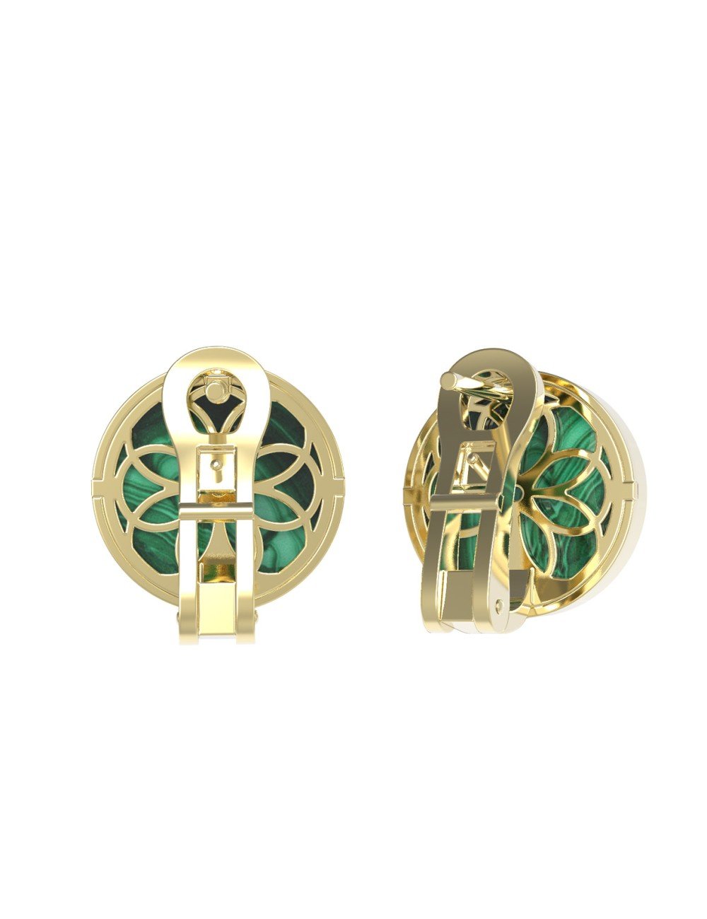 Серьги из лимонного золота c бриллиантами и малахитом