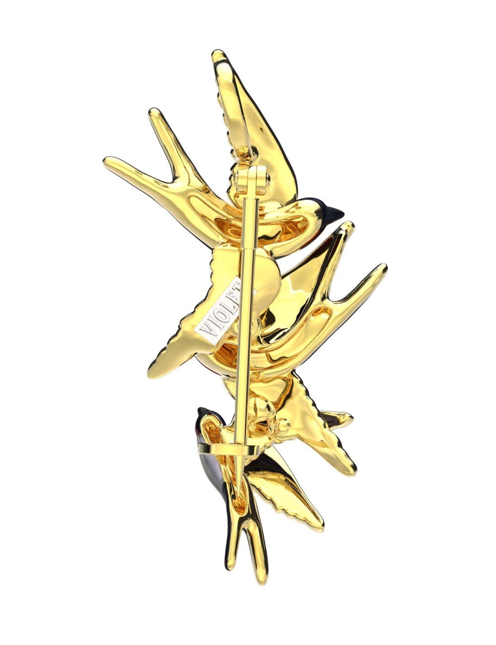 Брошь из лимонного золота c эмалью