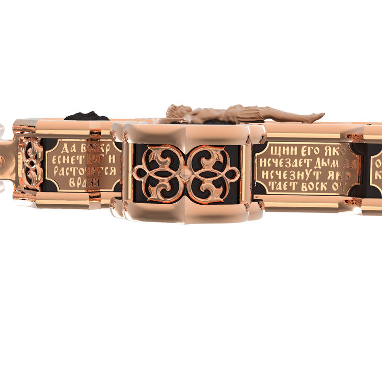 Крест из красного золота 585 пробы c эбеновым деревом