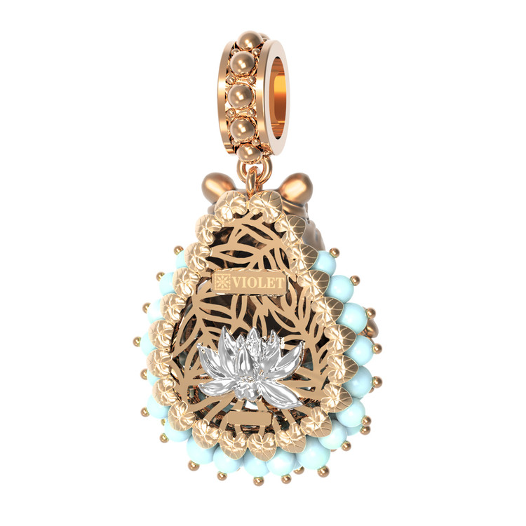 Подвеска из красного золота 585 пробы c эмалью и бирюзой