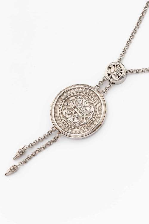 Колье из белого золота 585 пробы c эмалью