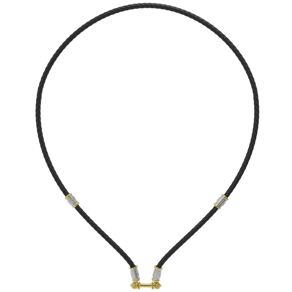 Цепь-шнурок кожа из лимонного золота 585 пробы c кожаным шнурком