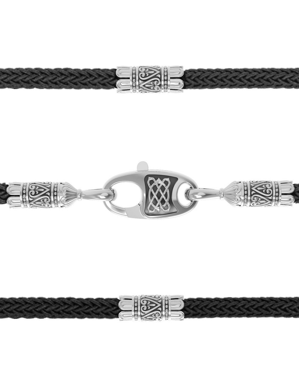 Шнурок шёлковый из белого золота c шёлковым шнурком