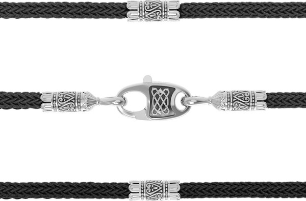 Цепь-шнурок шелк из белого золота 585 пробы c шёлковым шнурком