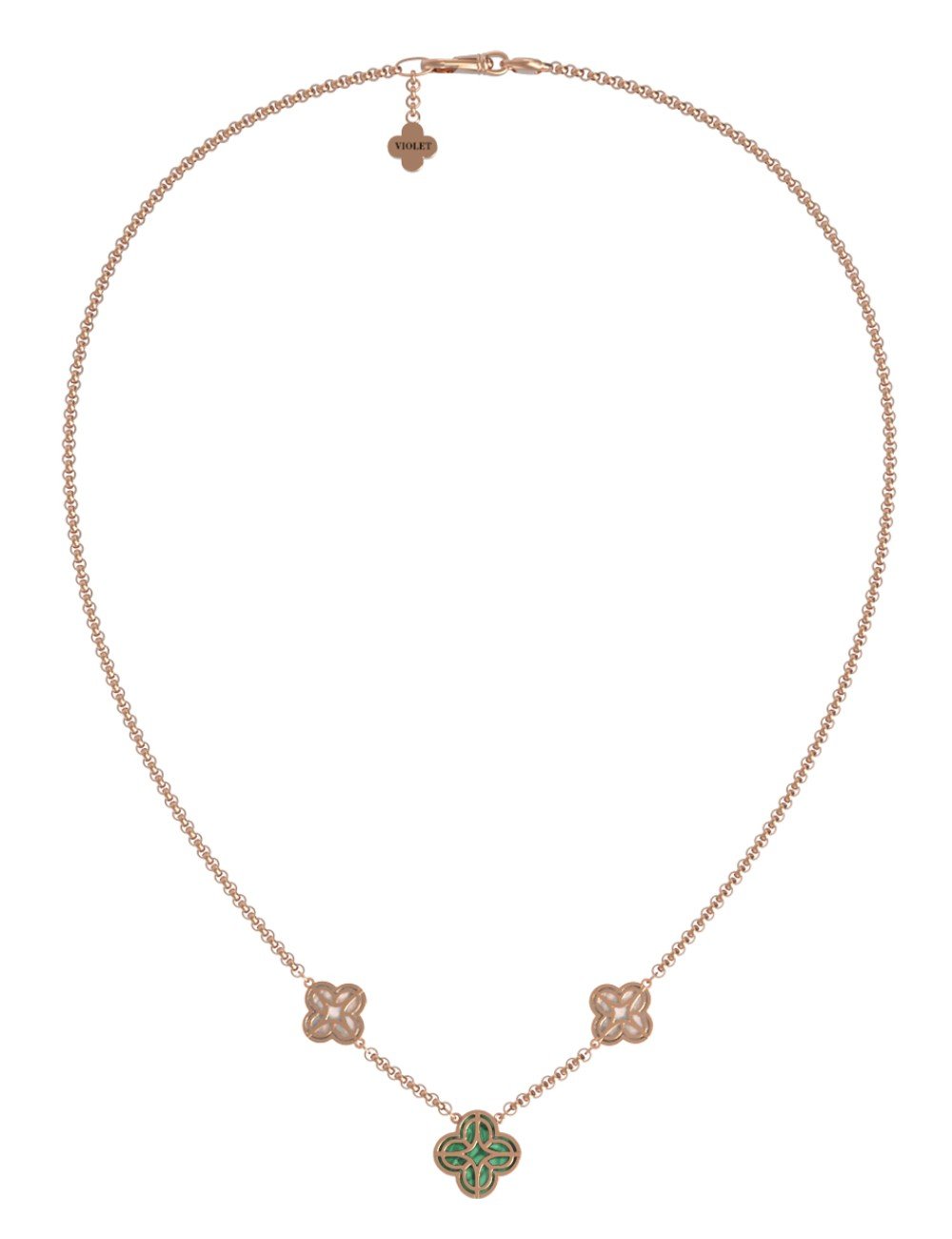 Колье из золота c бриллиантами, малахитом и перламутром