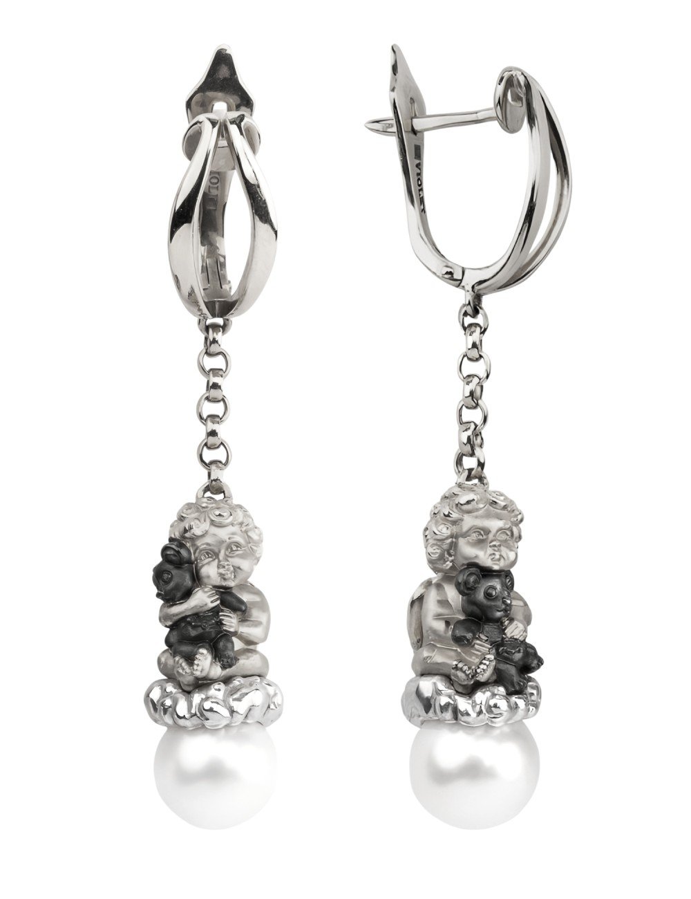 Серьги из белого золота c жемчугом