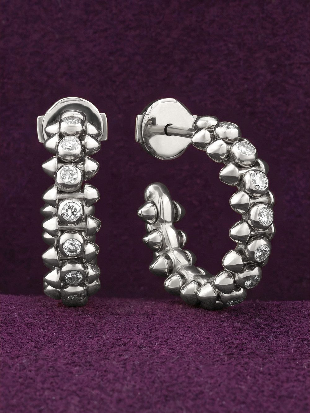 Серьги из белого золота 585 пробы c бриллиантами