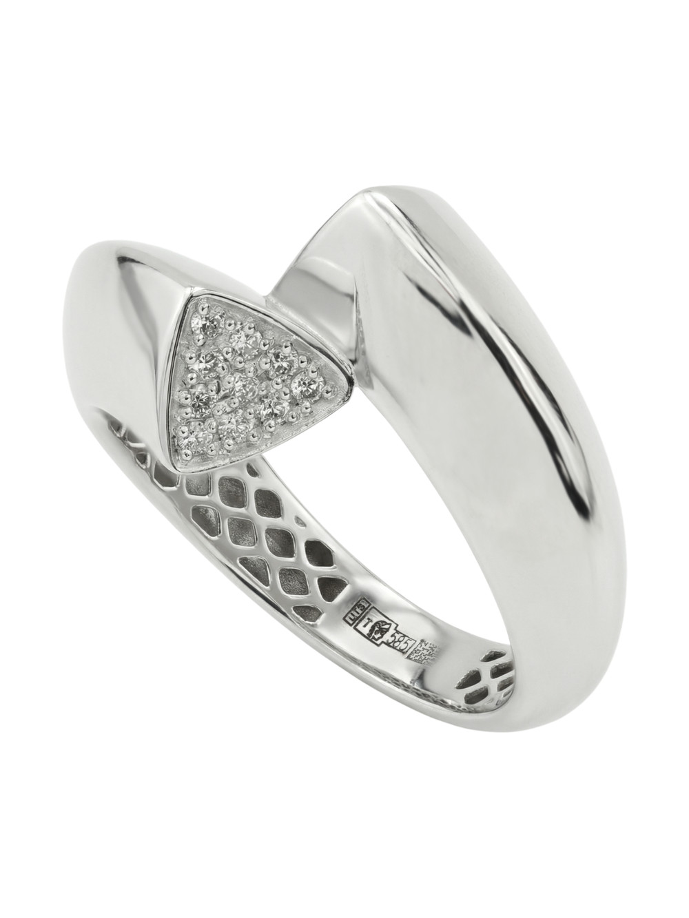 Кольцо из белого золота 585 пробы c бриллиантами