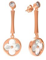 Серьги из золота c фианитом и перламутром