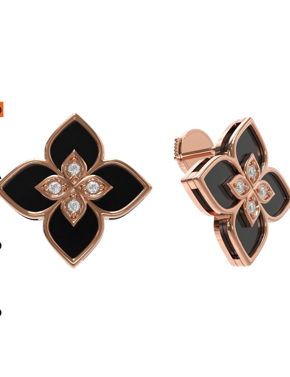 Серьги из золота c бриллиантами и ониксом