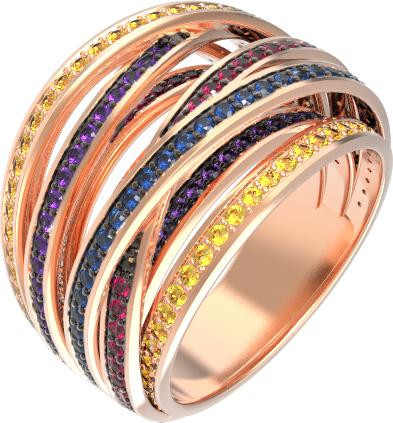 Кольцо из красного золота 585 пробы c фианитом