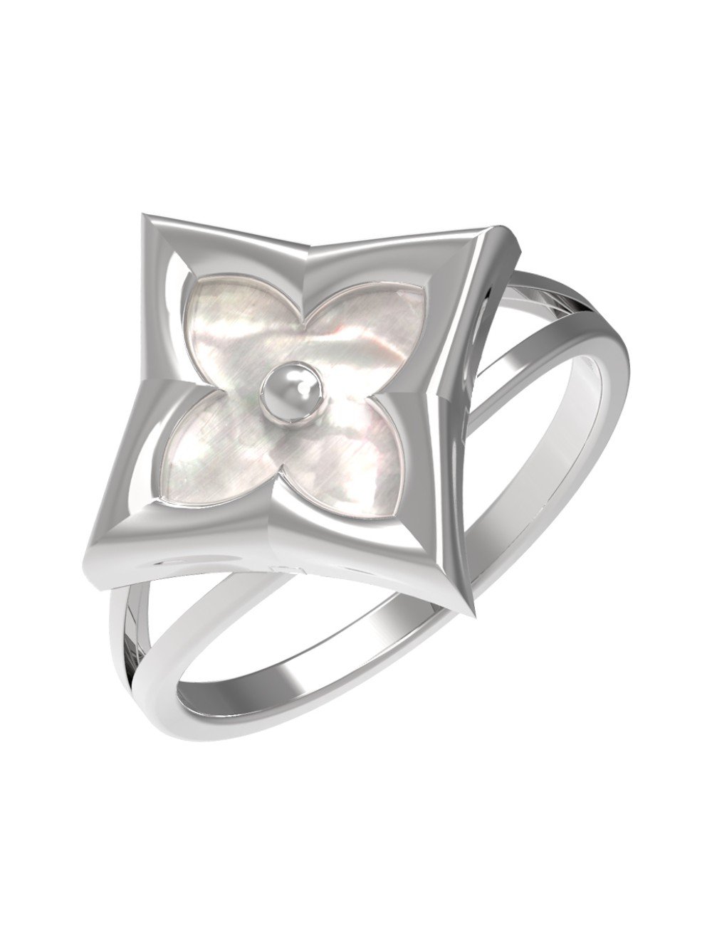 Кольцо из белого золота c перламутром