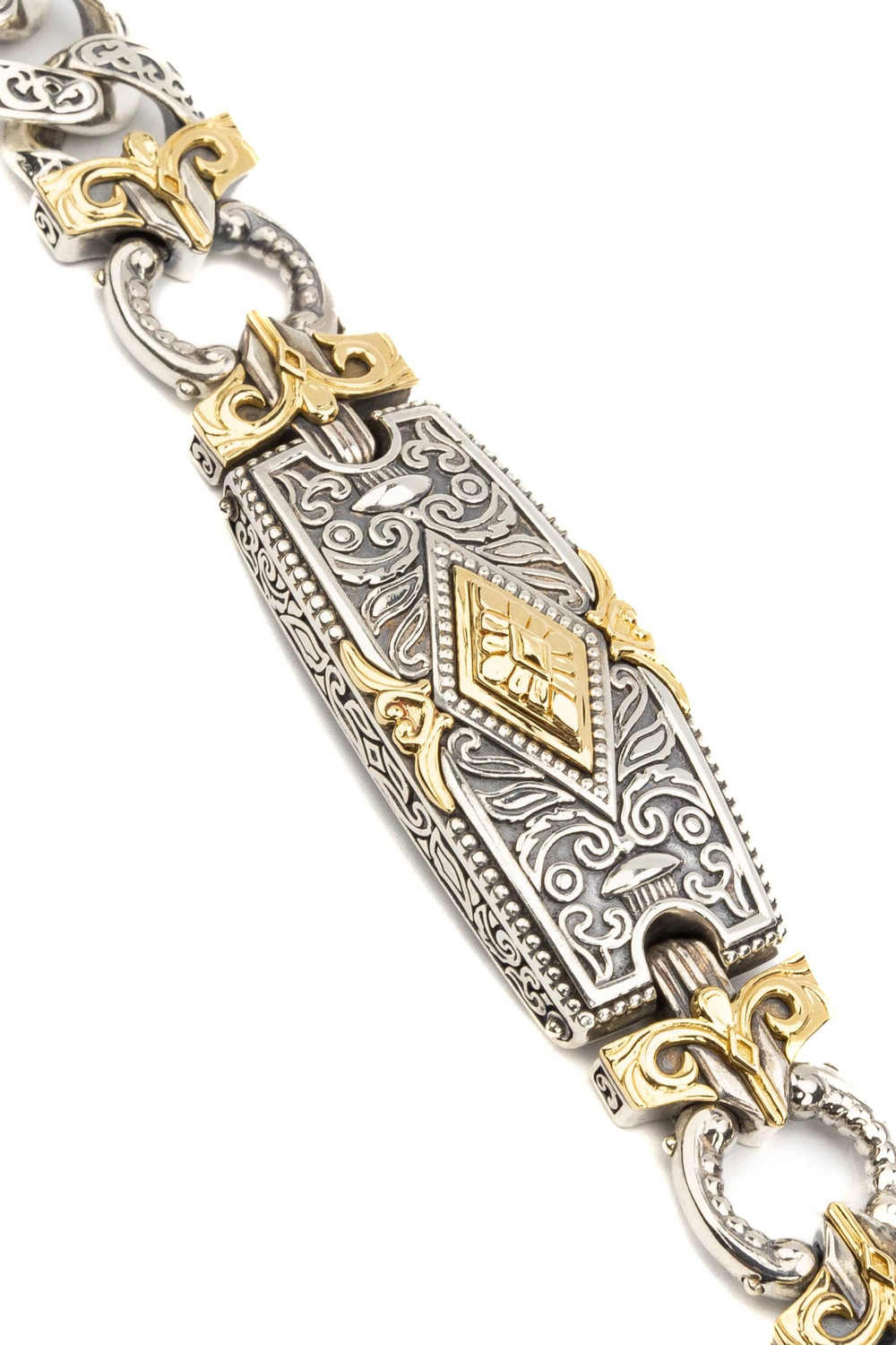 Браслет из серебра 925 пробы и золота 750 пробы c рубином