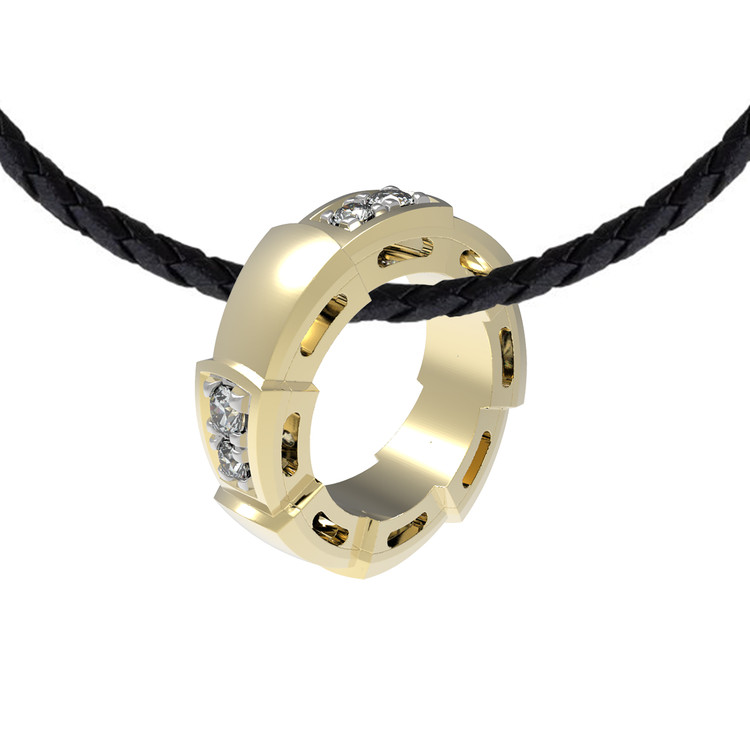 Подвеска из лимонного золота 585 пробы c бриллиантами