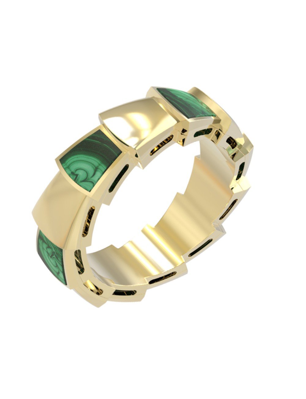 Кольцо из лимонного золота c малахитом