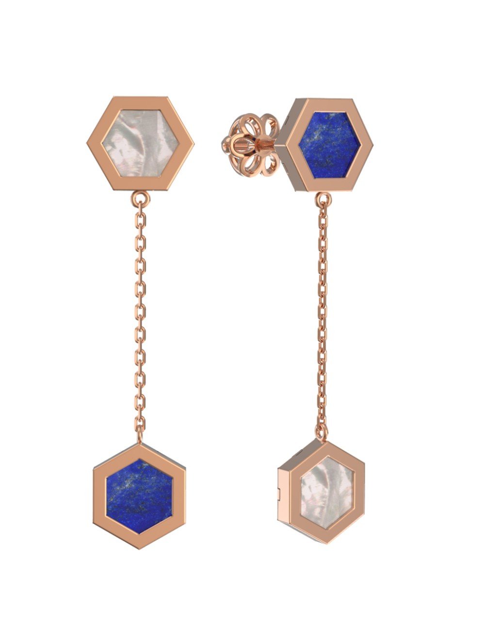 Серьги из золота c лазуритом и перламутром