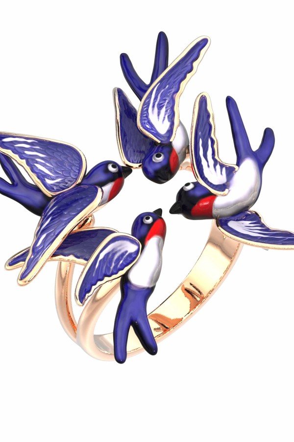 Кольцо из золота c эмалью