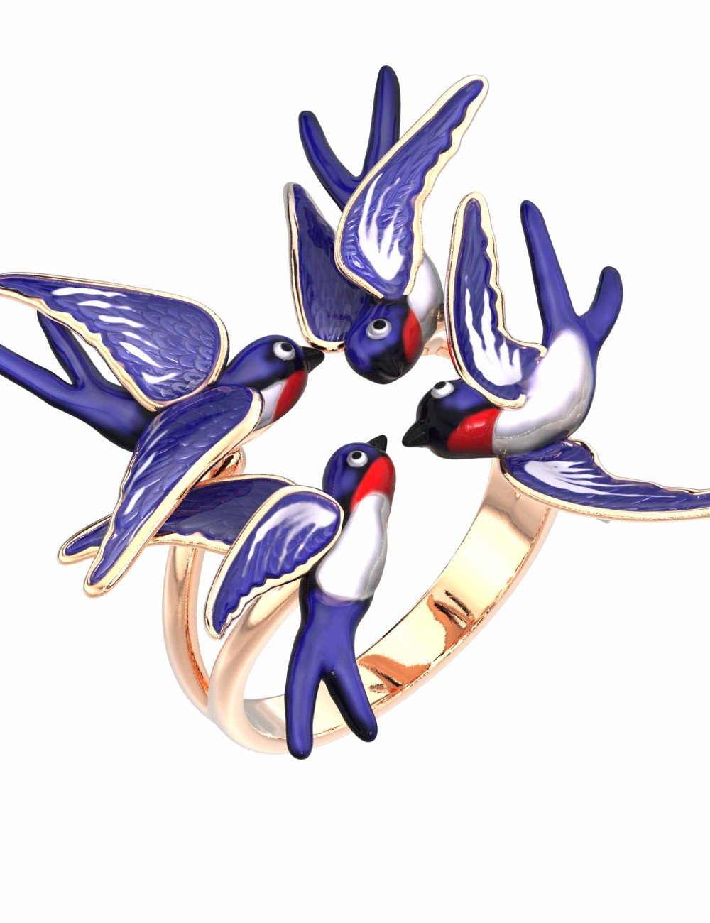 Кольцо из золота c эмалью