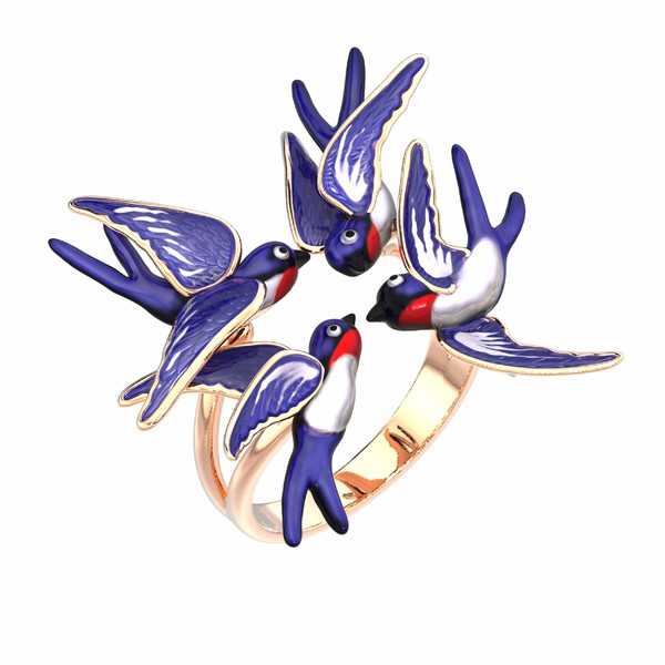 Кольцо из красного золота 585 пробы c эмалью