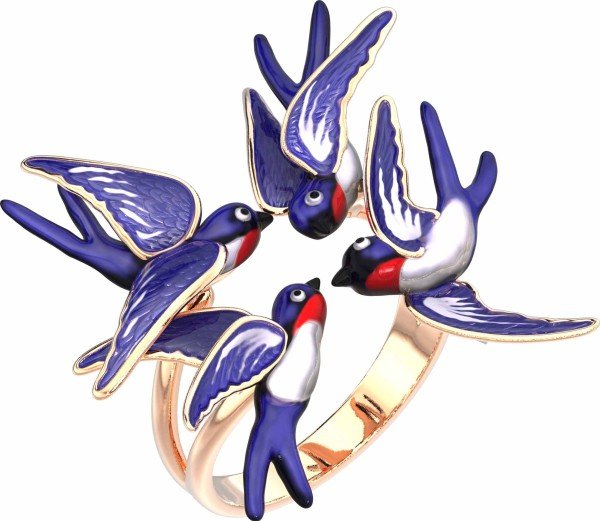 Кольцо из золота c эмалью