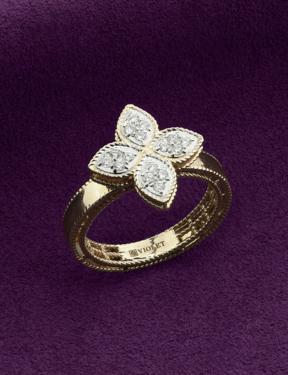 Кольцо из лимонного золота c бриллиантами