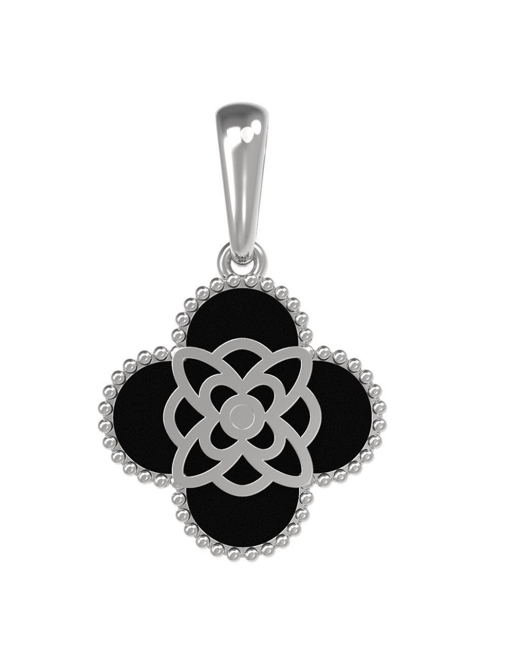 Подвеска из белого золота c бриллиантами и ониксом