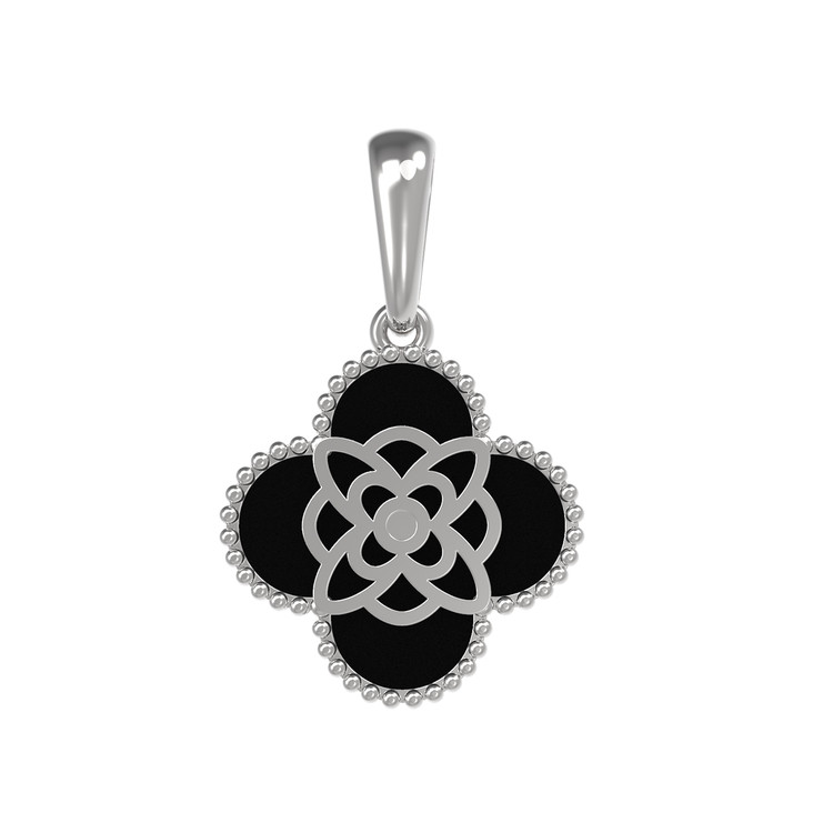 Подвеска из белого золота 585 пробы c бриллиантами и ониксом