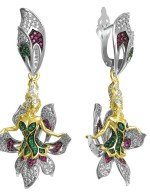 Серьги из белого золота c фианитом