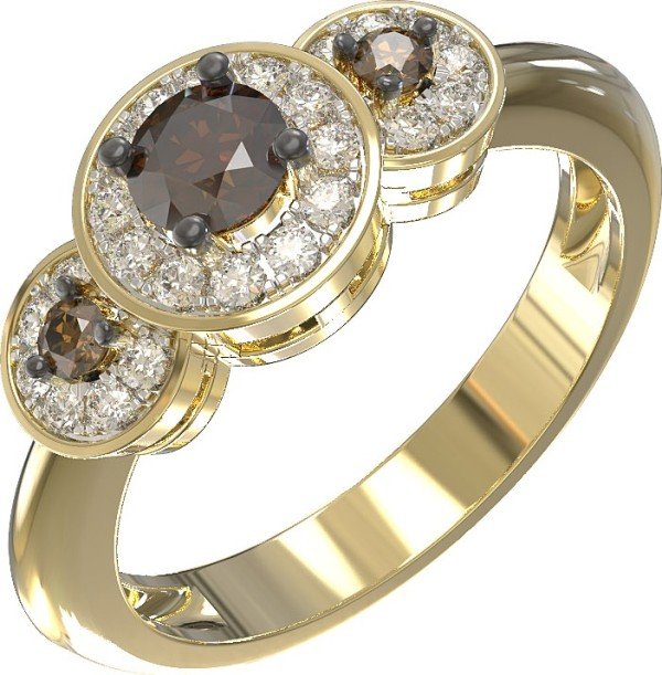 Кольцо из лимонного золота c бриллиантами