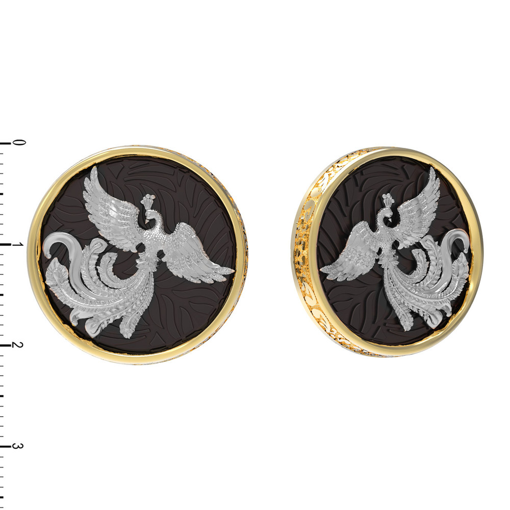 Серьги из лимонного золота 585 пробы c эбеновым деревом