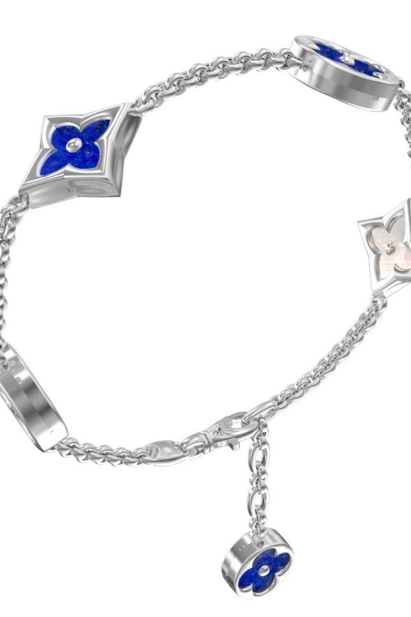 Браслет из белого золота c лазуритом и перламутром