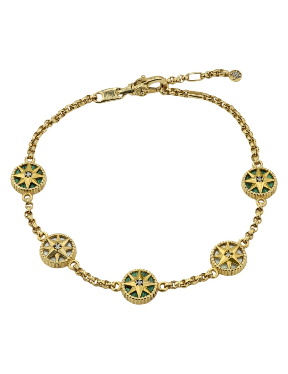 Браслет из лимонного золота c бриллиантами, малахитом и перламутром