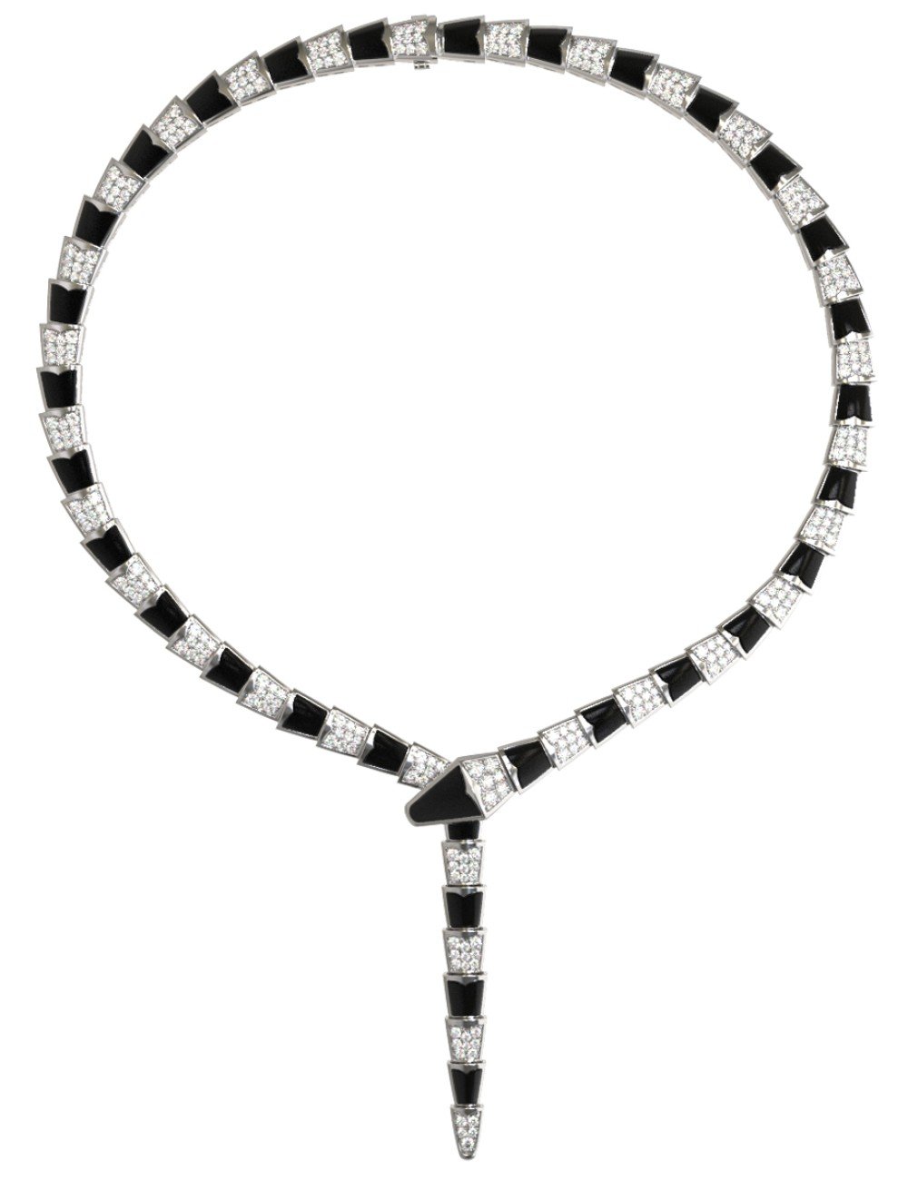 Колье из белого золота c бриллиантами и ониксом