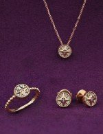 Серьги из золота c бриллиантами и перламутром