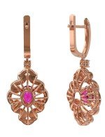 Серьги из золота c бриллиантами и рубином