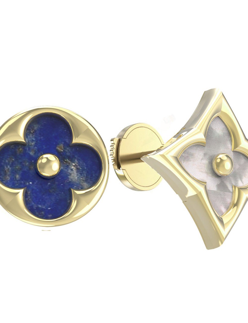 Серьги из лимонного золота c лазуритом и перламутром