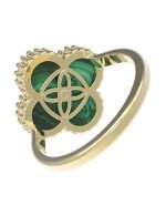 Кольцо из лимонного золота c бриллиантами и малахитом