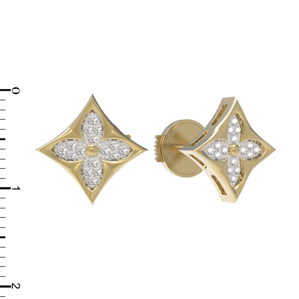 Серьги из лимонного золота 585 пробы c бриллиантами