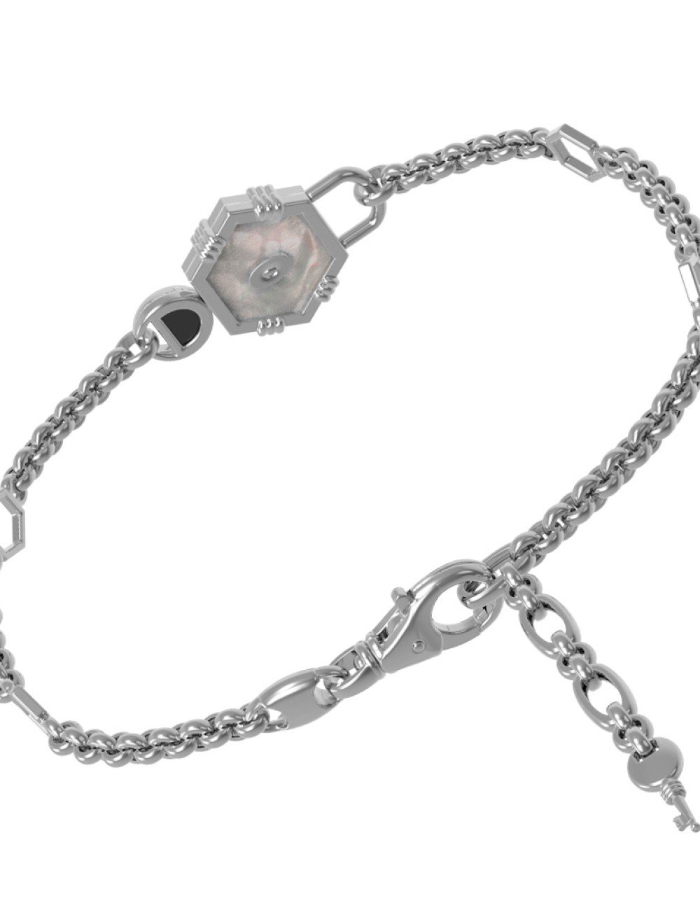 Браслет из белого золота c ониксом и перламутром