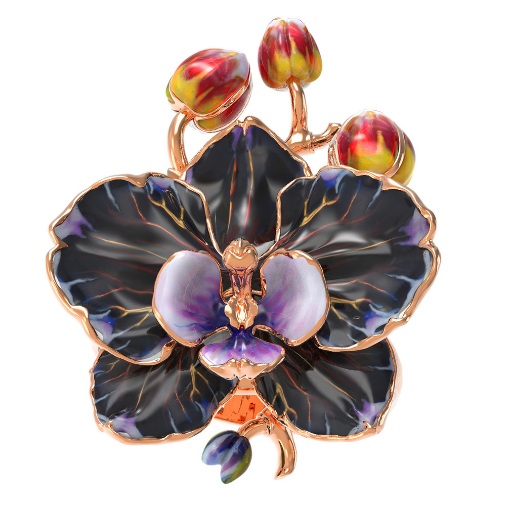 Кольцо из красного золота 585 пробы c эмалью