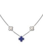 Колье из белого золота c бриллиантами, лазуритом и перламутром