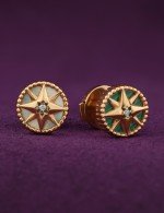 Серьги из золота c бриллиантами, малахитом и перламутром