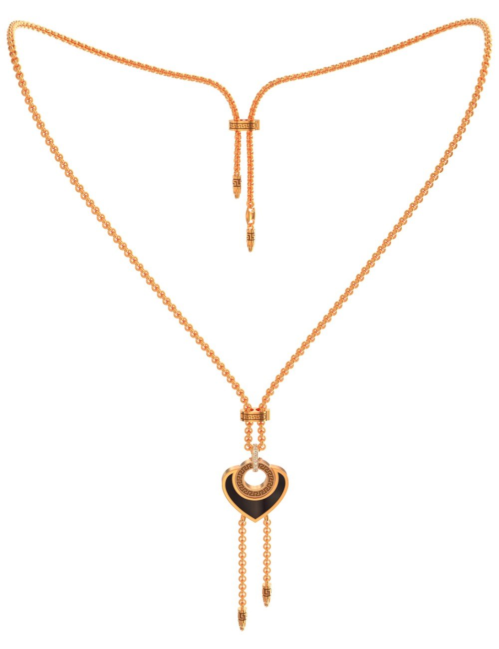 Колье из золота c фианитом, ониксом и перламутром