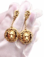 Серьги из лимонного золота c эмалью и ониксом