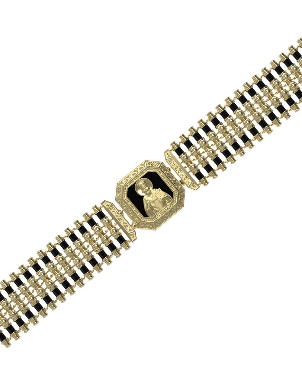 Браслет из лимонного золота c ониксом