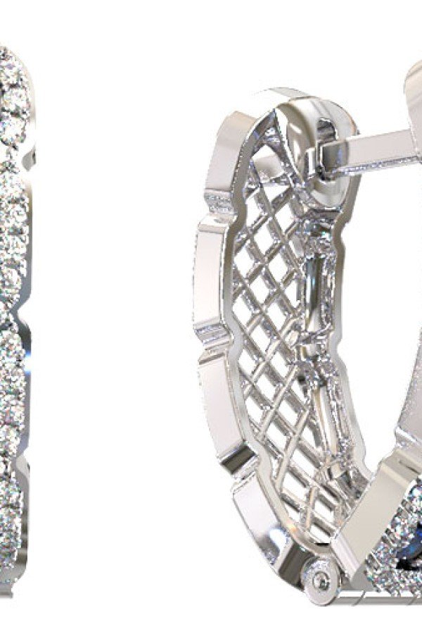 Серьги из белого золота c бриллиантами и сапфиром