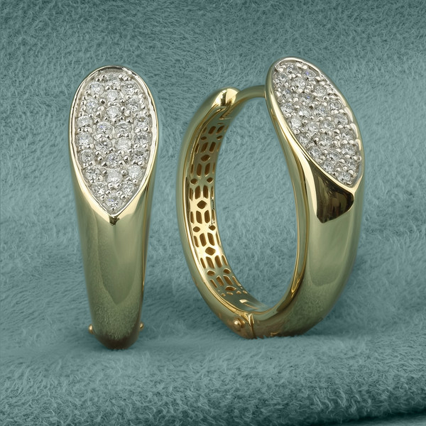 Серьги из лимонного золота 585 пробы c бриллиантами