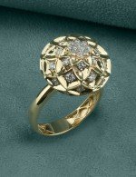 Кольцо из лимонного золота c бриллиантами