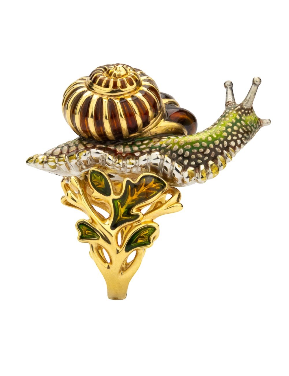 Кольцо из лимонного золота c эмалью